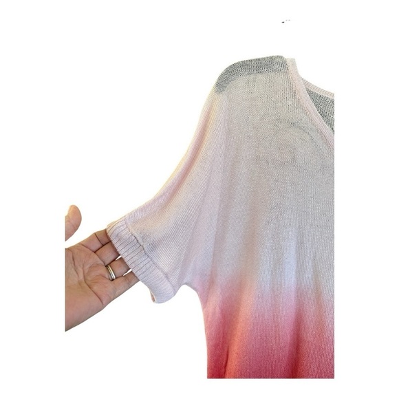 CHICO’S NWOT, PINK OMBRÉ, V-NECK SWEATER. RIBBED SLEEVES & HEM. SIZE 3 - Picture 3 of 4